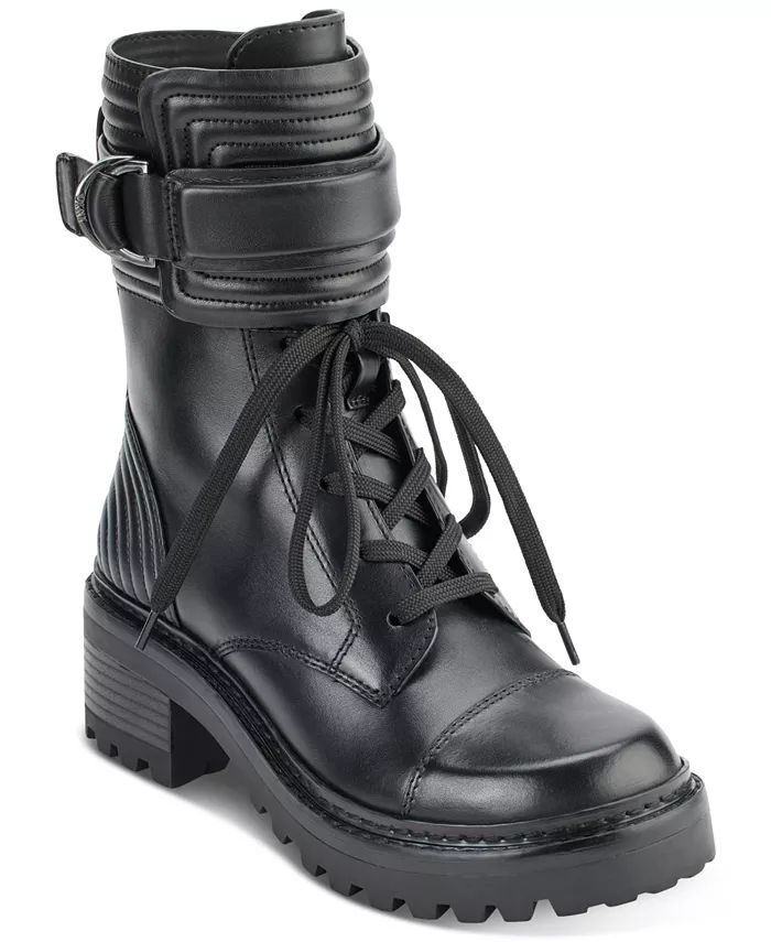 Women's Basia Buckled Quilted Block-Heel Combat Boots | Macys (US)