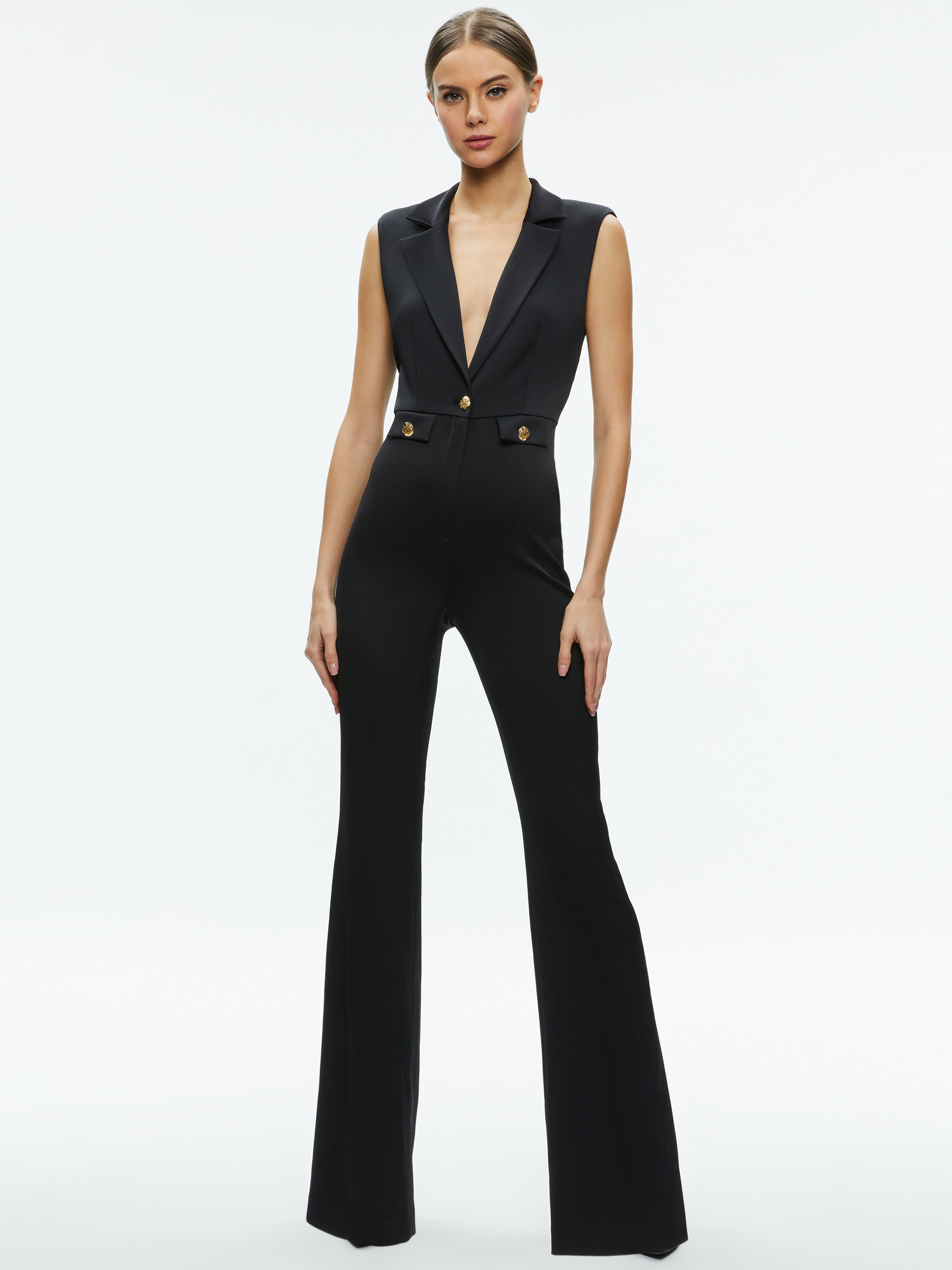 SHOSHANNA SLEEVELESS TUXEDO JUMPSUIT | Alice + Olivia