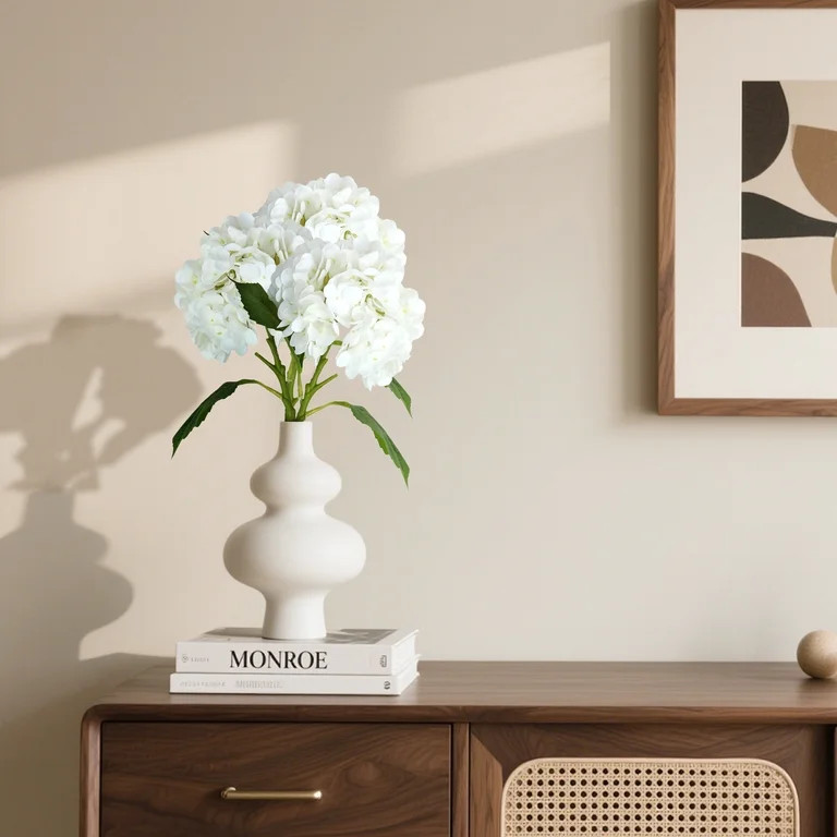 Faux Hydrangea Stem, White, 17.75", by My Texas House | Walmart (US)