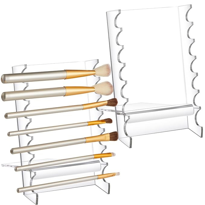 Geelin 2 Pcs Acrylic Makeup Brush Holder for Vanity Brushes Dryer Rack Pen Stand Display for Make... | Amazon (US)