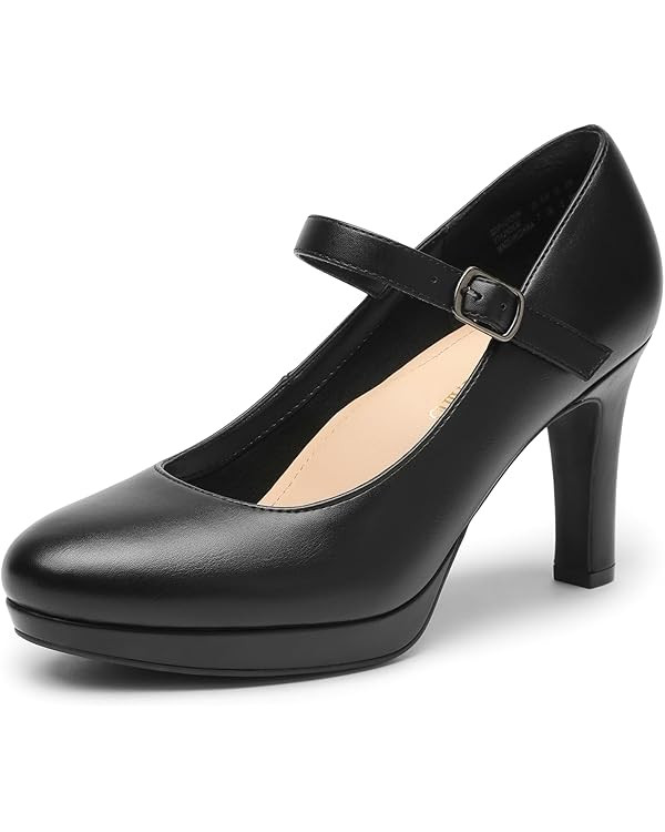 DREAM PAIRS Women's Pumps Close Toe Classic High Heels Round Toe Comfortable Low Platform Mary Ja... | Amazon (US)