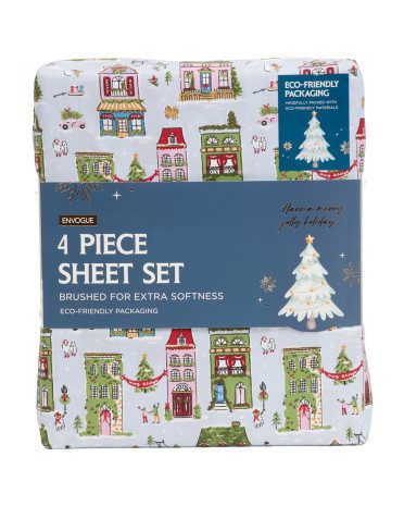 Holiday Window Scenes Sheet Set, Polyester | TJ Maxx