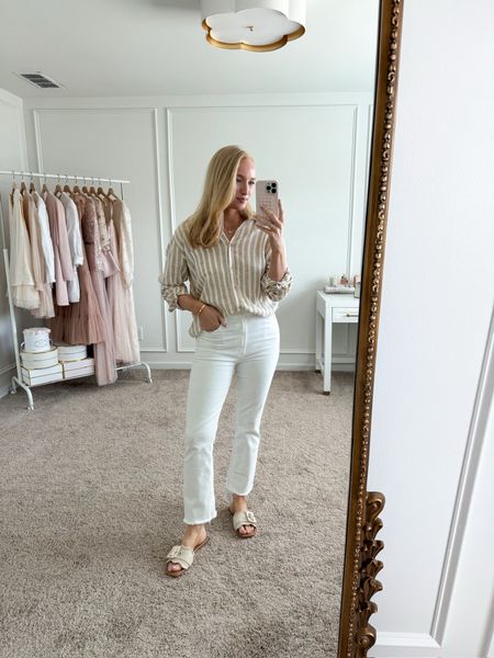 The perfect daytime spring outfit! My top is from target, wearing a size small. I paired it with cute white jeans! You can throw on some sandals slides from Target to finish the look! 

#LTKstyletip #LTKSeasonal #LTKxTarget