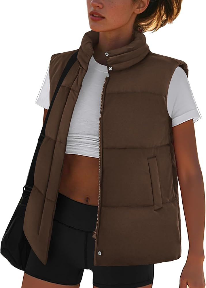 Zeagoo Puffer Vest Women Lightweight Fall Sleeveless Jackets Zip Up Puffy Outerwear Quilted Gilet... | Amazon (US)