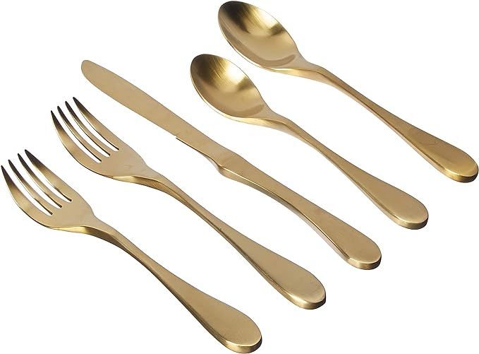 Knork Original Titanium Coated Flatware Set, 20 Piece, Brass Gold | Amazon (US)