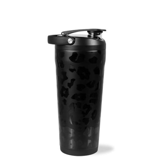 HydroJug 24 oz New Stainless Steel Shaker – Insulated, Leakproof, BPA-Free with Silent Mixing Grate – No Clumps, No Noise – Premium Shaker for Fitness, Sports & Everyday Use, Black Leopard | Amazon (US)