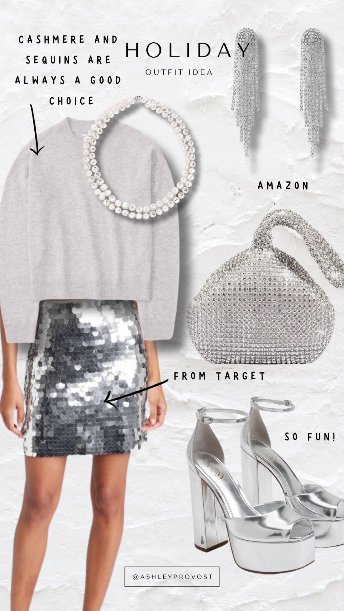 Holiday outfit, inspiration/Christmas party looks/office holiday party/silver outfit/sequins/cashmere

#LTKparties #LTKHoliday #LTKstyletip