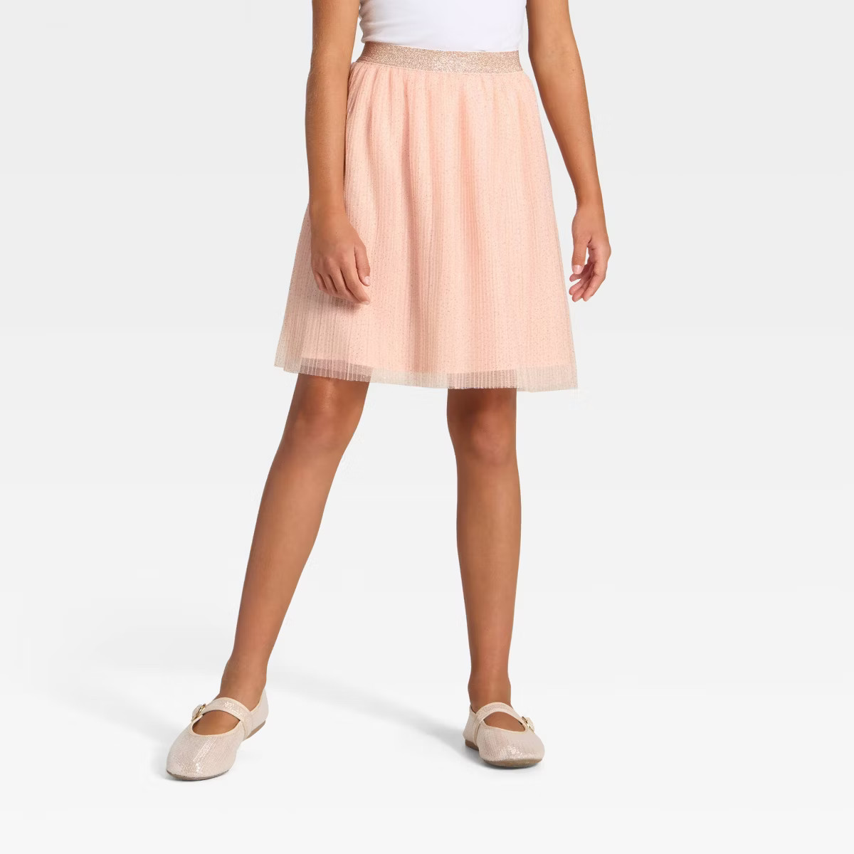 Girls' Holiday Glitter Midi Skirt - Cat & Jack™ Peach Orange XS | Target