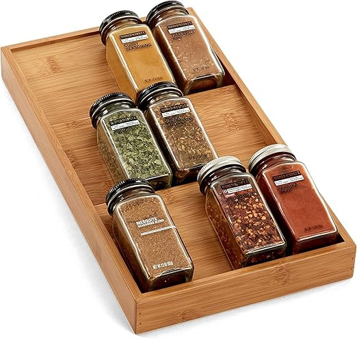 Seville Classics Bamboo Eco-Conscious 3-Tier Spice & Seasoning Rack Drawer Organizer Kitchen Home... | Amazon (US)