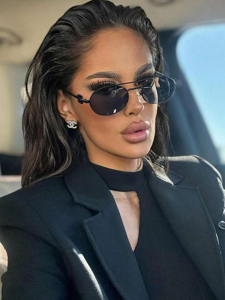 1pc Double Beam Metal Fashion Glasses Vintage Versatile Elliptical Small Frame Glasses Personalized Daily Street Sunshade Fashion Glasses Fashion Glasses For Women Shades For Ladies Eyeglasses Fall Winter Outfits Beach Accessories Vintage Y2k Basics Business Casual Gifts Y2K Fest Music Fest For Summer Beach Vacation, Outdoor, Travel | SHEIN