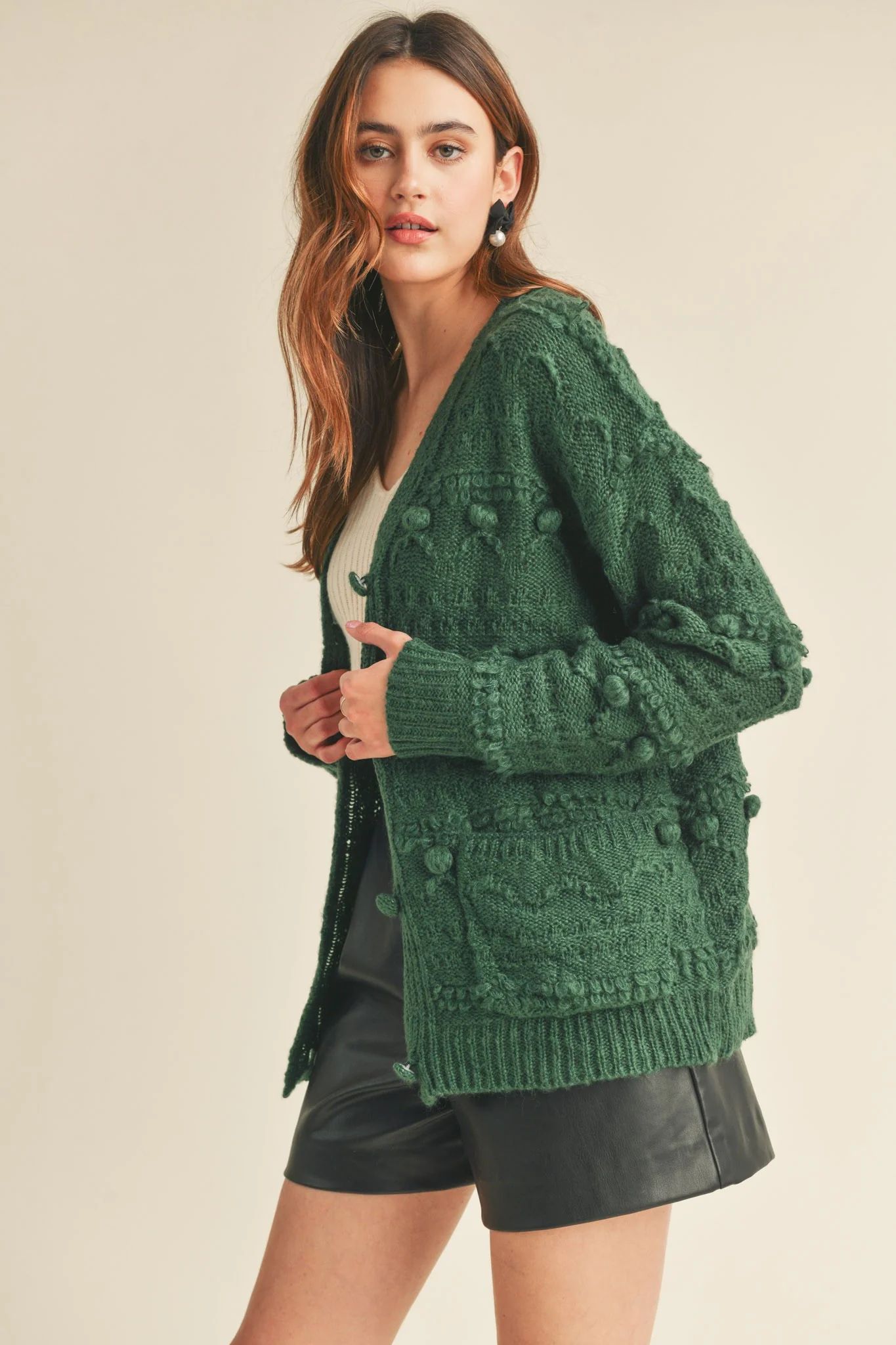 Forest Green Button Down Sweater Cardigan | PinkBlush Maternity