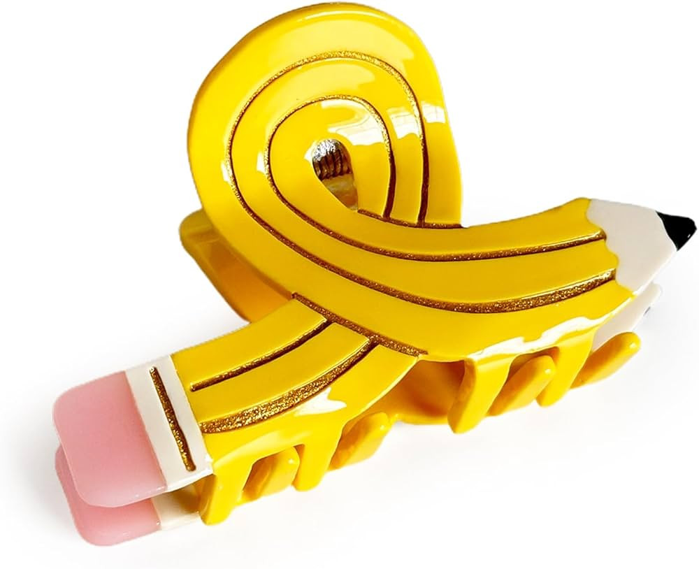 Hair Claw Clips Funny Pencil Hairpin – Acetate Hairstyle Barrettes for Thick, Thin, Curly, Stra... | Amazon (US)
