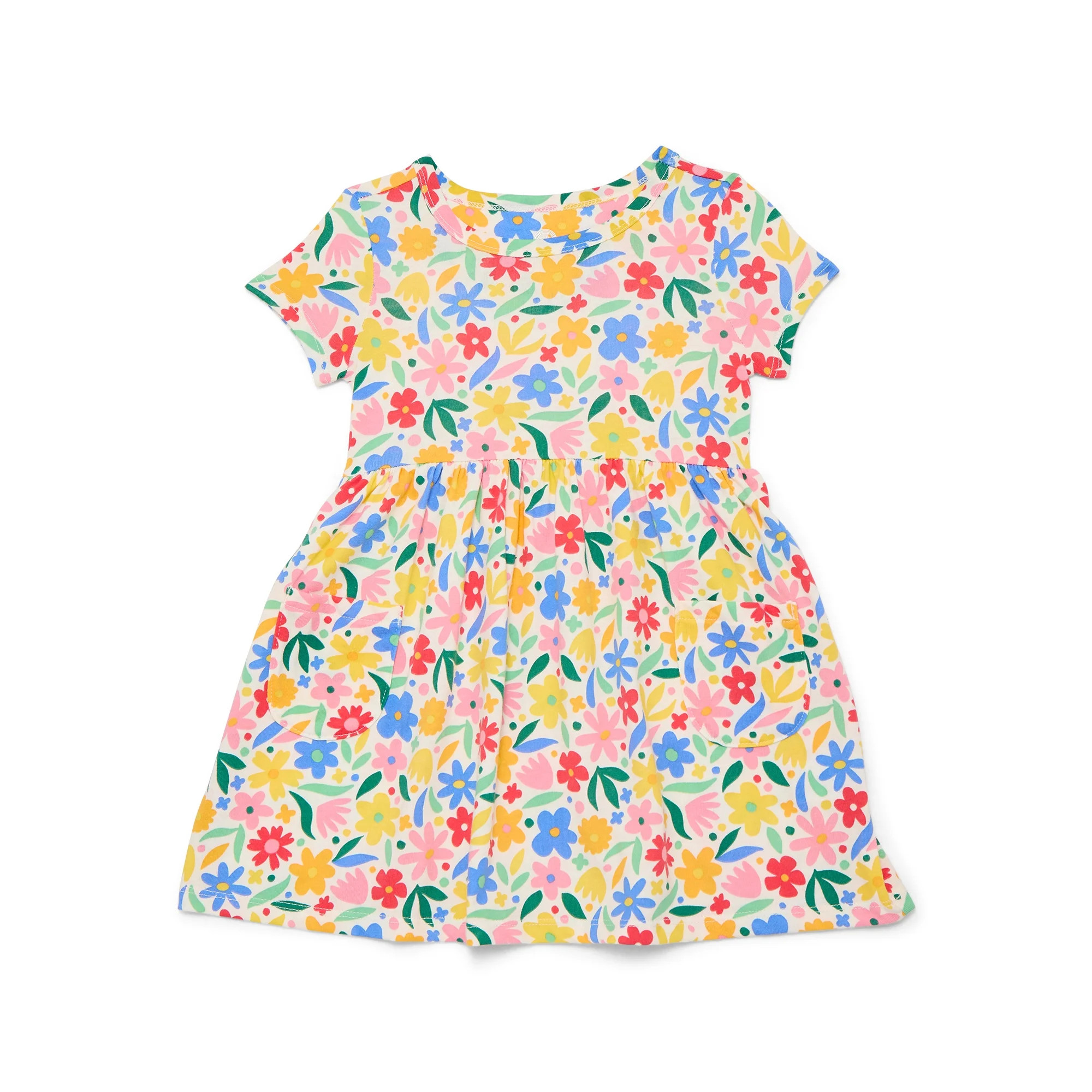 Wonder Nation Baby and Toddler Girls Play Dress with Short Sleeves, Sizes 0/3M-5T | Walmart (US)