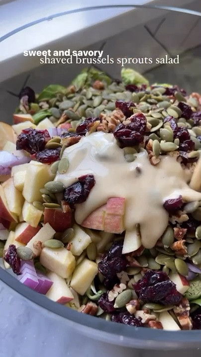 This Brussels sprite salad is so good and the perfect meal prep for fall lunch! All the yummy sweet and salty flavors marinate together in the fridge making this a meal prep that gets better with time! Full recipe on www.sweetsavoryandsteph.com 

#LTKHome #LTKSeasonal