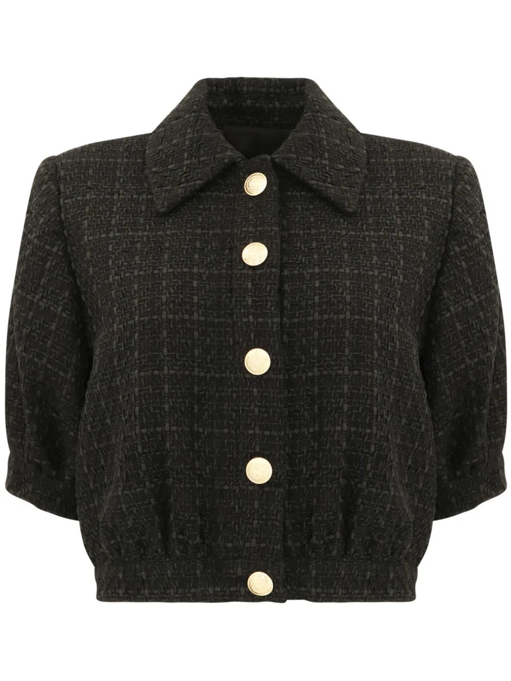 L'Agence Cove cropped tweed jacket - Black | Farfetch Global