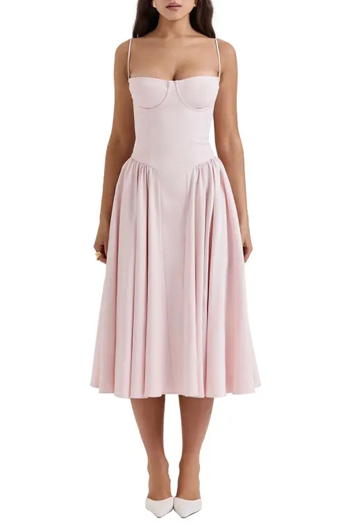 HOUSE OF CB Samaria Corset Fit & Flare Dress in Pink Salt at Nordstrom, Size Small D | Nordstrom