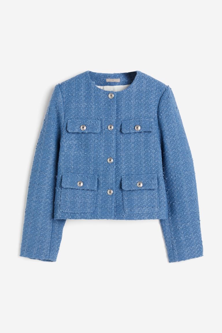 Textured Jacket - Blue - Ladies | H&M US | H&M (US + CA)