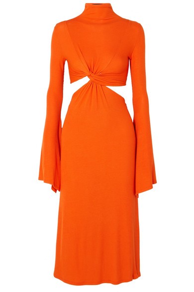 Sid Neigum - Twist-front Ribbed Stretch-jersey Dress - Orange | NET-A-PORTER (US)