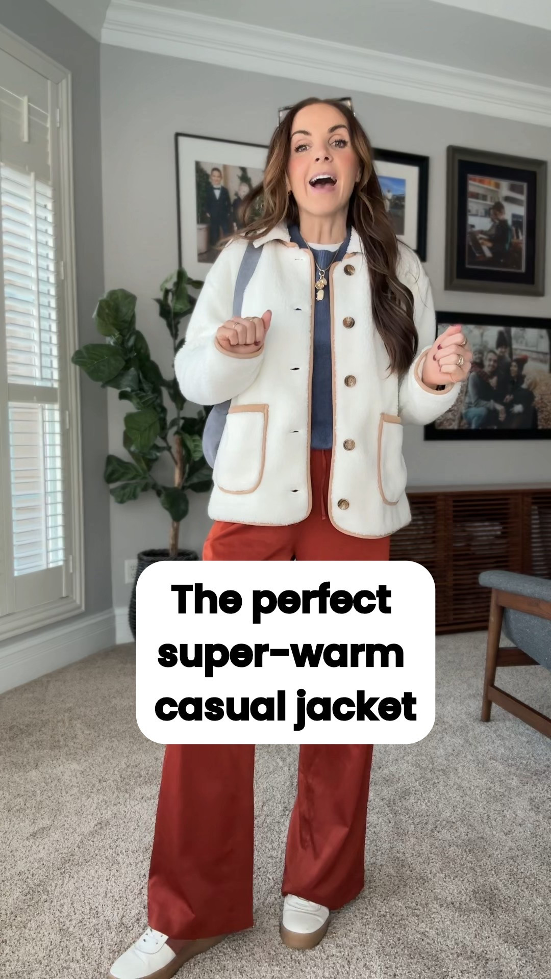 This is the perfect in between jacket, the casual level of a denim jacket, but super warm. I’m wearing a size small.