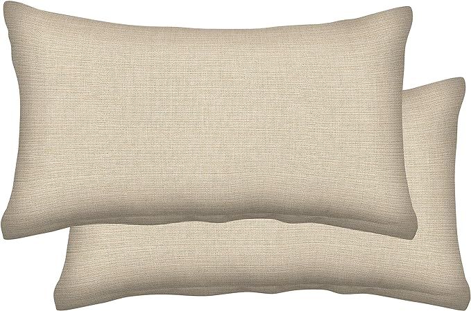 Honeycomb Indoor/Outdoor Textured Solid Almond Lumbar Toss Pillow: Recycled Fiberfill, Weather Re... | Amazon (US)