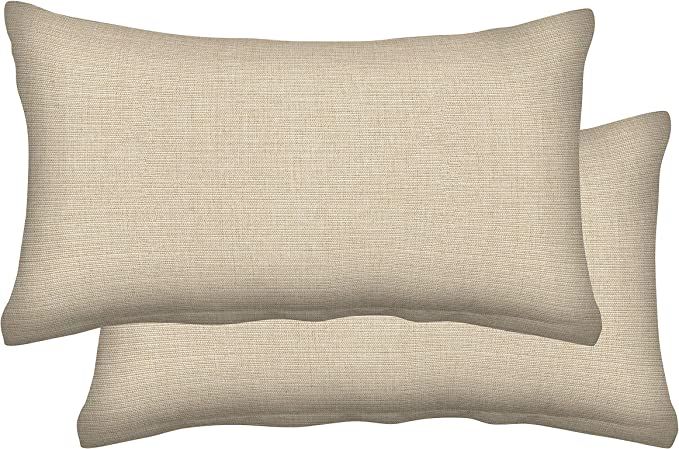 Honeycomb Indoor/Outdoor Textured Solid Almond Lumbar Toss Pillow: Recycled Fiberfill, Weather Re... | Amazon (US)