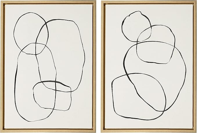 Kate and Laurel Sylvie Modern Circles and Going in Circles Framed Linen Textured Canvas Wall Art ... | Amazon (US)