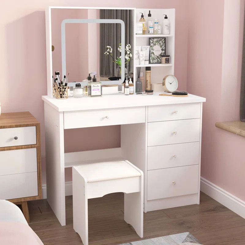 39.4'' Wide Vanity Set with Stool and Mirror | Wayfair North America