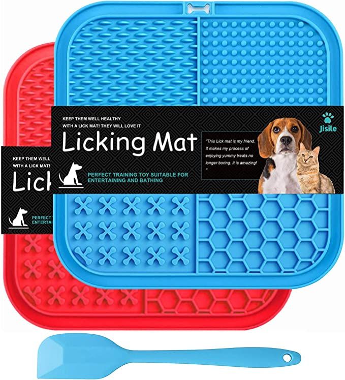 Licking Mat for Dogs & Cats 2 Pack, Slow Feeder Lick Pat with Non-Slip Design, Dishwasher Safe, A... | Amazon (US)