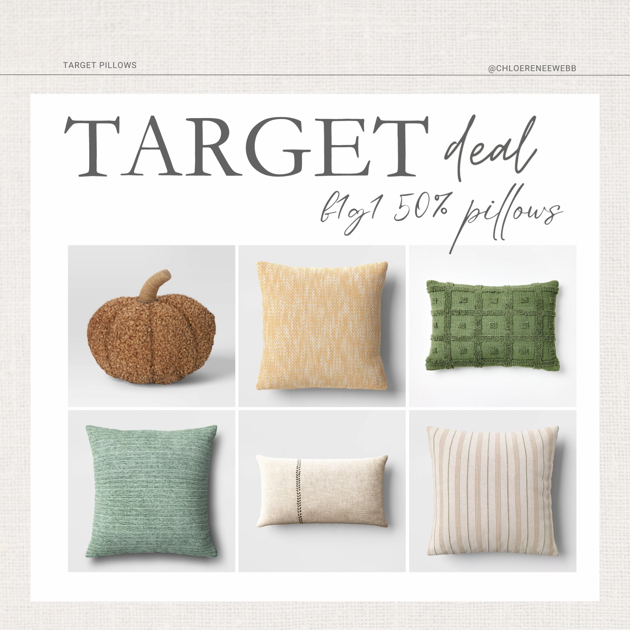 BOGO 50% off, fall pillows, neutral home decor, target pillow deal, seasonal pillows, throw pillows, target fall decor, home decor

#LTKHome