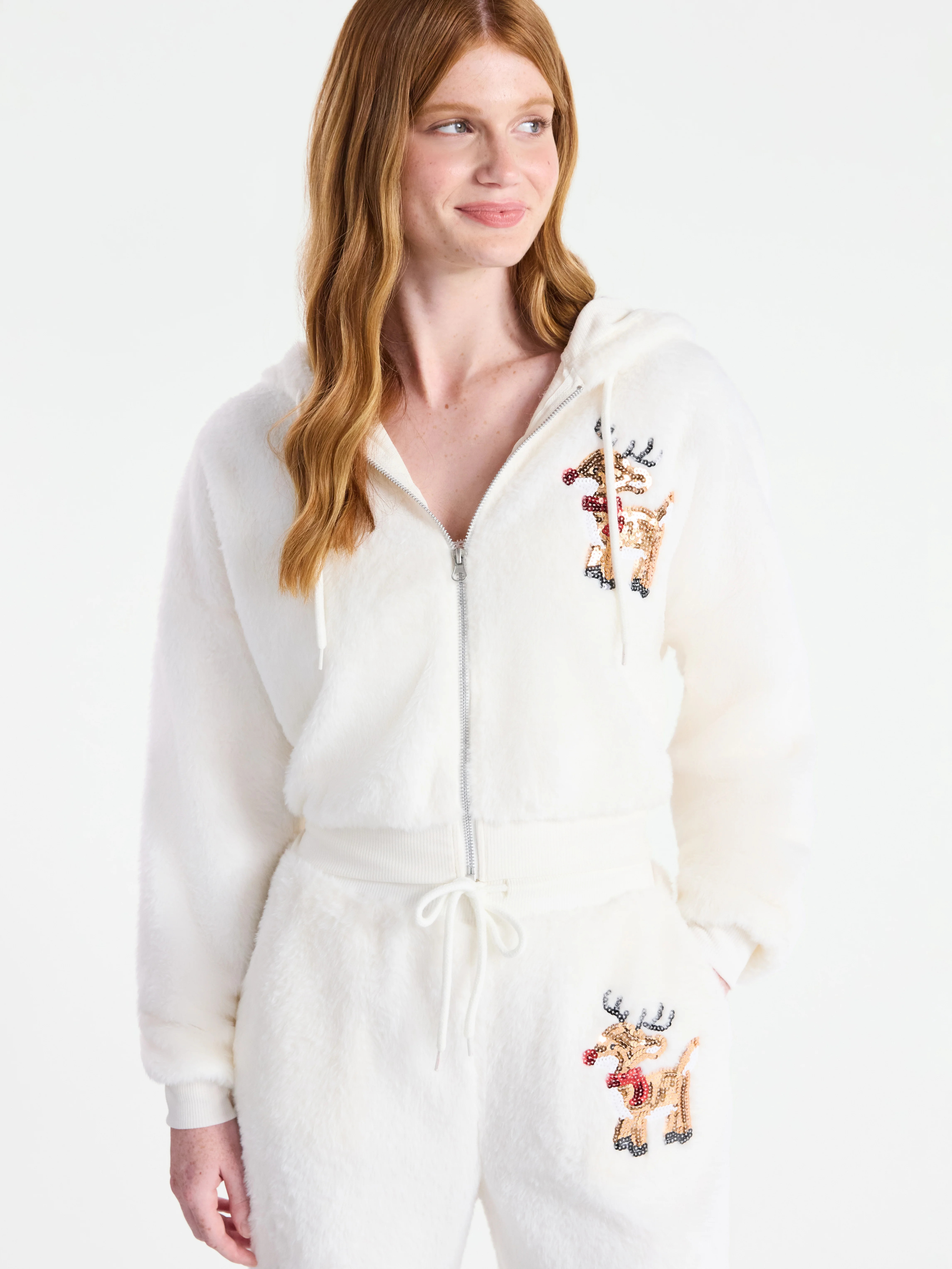 No Boundaries Christmas Plush Jacket, Women's & Women's Plus | Walmart (US)