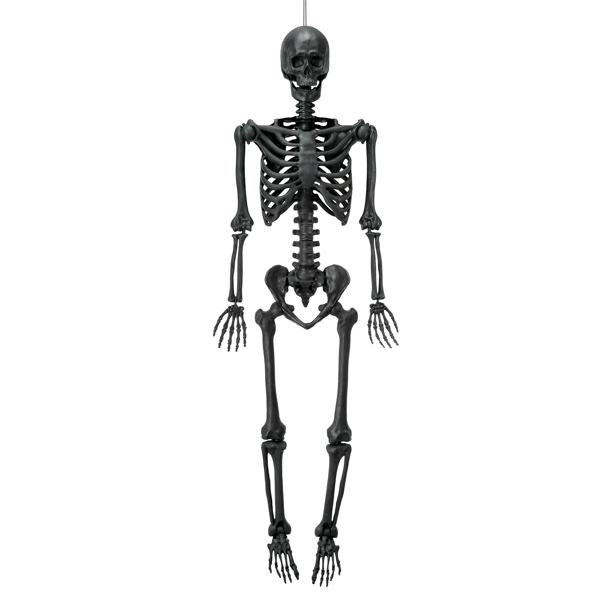 Halloween Black Posable Hanging Skeleton Decoration, 5 ft, by Way To Celebrate - Walmart.com | Walmart (US)