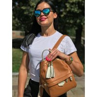 Brown Leather Backpack, Small Backpack, Summer Laptop Casual Gift For Her | Etsy (US)