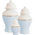 Hydrangea Light Blue Color Block Ginger Jar with Gold Accent | Lo Home by Lauren Haskell Designs