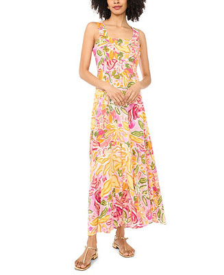 Women's Smocked Back Square Neck Maxi Dress | Macy's
