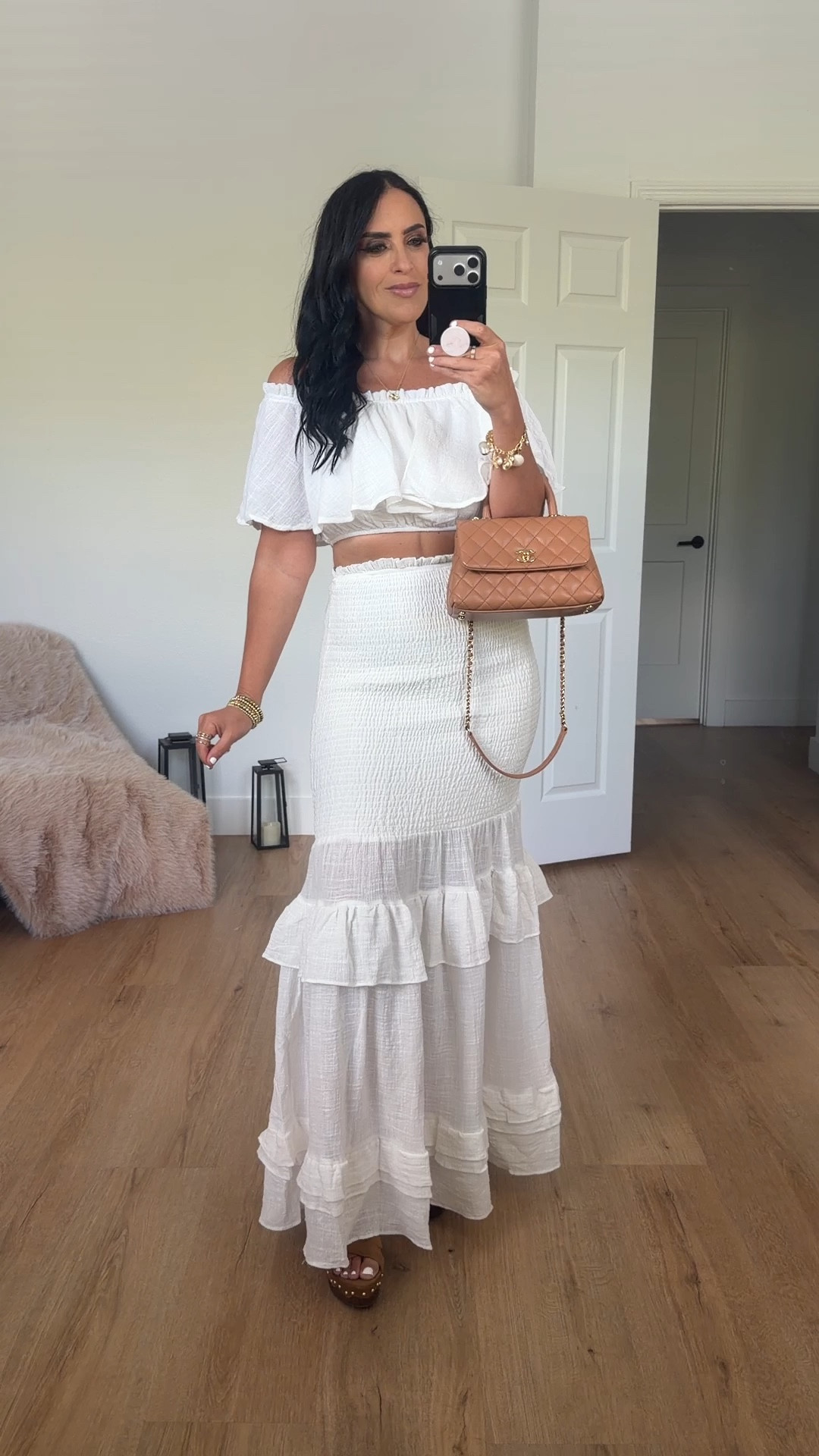 JLUXLABEL Sienna Ruffled Skirt set wearing size medium. 

