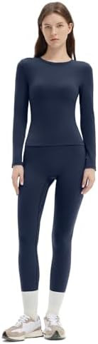 SUUKSESS Women 2 Piece Workout Set Tummy Control Legging Long Sleeve Workout Top | Amazon (US)