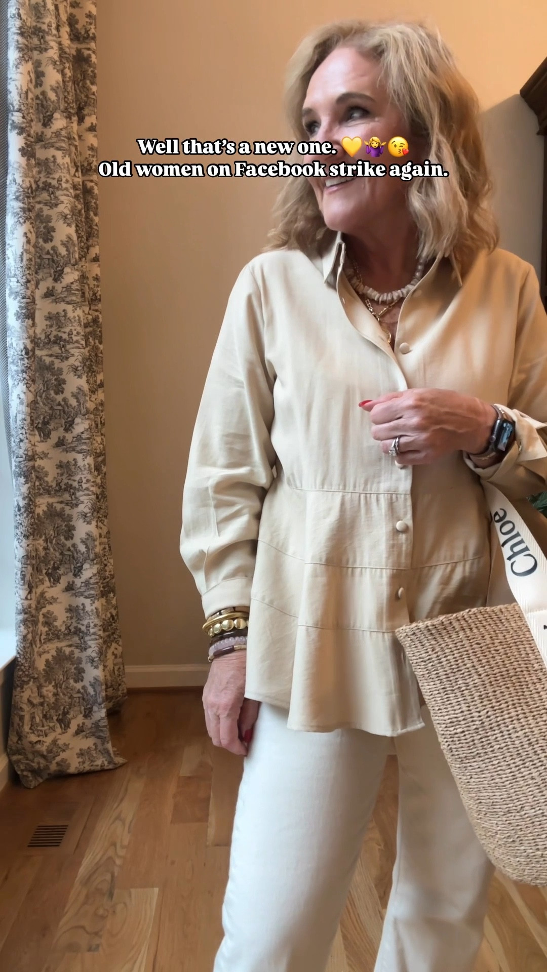 Had some ugly comments about my posture on Facebook recently. It makes me laugh and it also makes me self-conscious. 
Yesterday‘s outfit of the day
Tuckernuck size medium also comes in black and white
Ecru jeans Levi 501s and they’re 30% off for Memorial Day weekend I’m wearing a size 29 inseam 26
My sneakers are really comfortable, and I love the hint of blush true to size 
My necklace stack is from Anthropologie. It comes with three necklaces. 
I get so many compliments on this Chloe bag. I looked at it for several years, is it time for you to buy yours? 
Allie + Bess site wide sale starts at midnight tonight central time, 30% off with code STAR 
My favorite skin care is 25% off this weekend. It is a daily luxury. I’m linking my three products that I use the most used code. MDW25 

#LTKSaleAlert #LTKOver40 #LTKFindsUnder100