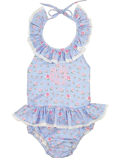 Blue Floral Swimsuit - Shipping Late April | Cecil and Lou