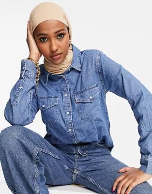 Levi's essential western denim shirt in blue | ASOS (Global)