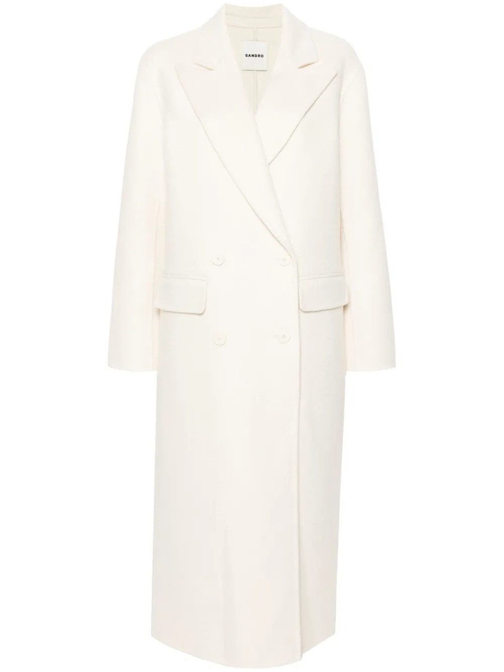 SANDRO double-breasted Coat | White | FARFETCH UK | Farfetch Global