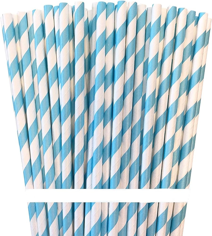 Biodegradable Striped Paper Straws,Paper Drinking Straws for Party, Events and Crafts,Baby Shower... | Amazon (US)