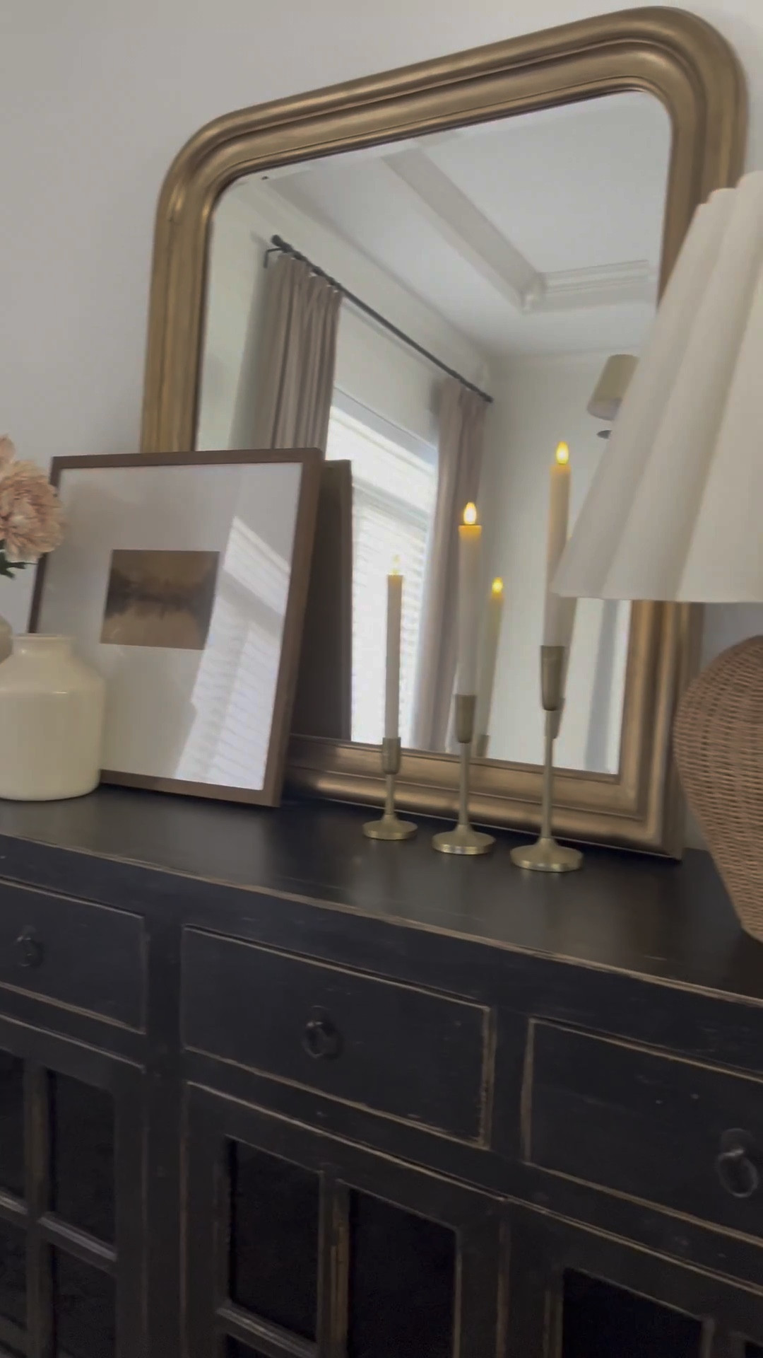 Shop my dining room for decorating inspiration! Modern organic, modern farmhouse, transitional, table lamp, fall leaves, gold mirror#LTKhome #LTKstyletip#LTKWatchNow#LTKStyleTip#LTKFindsUnder100 