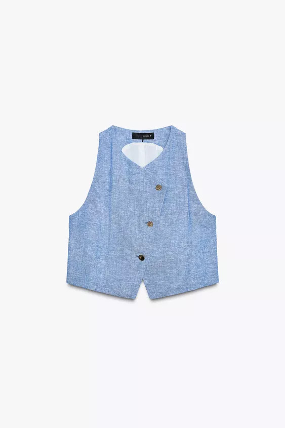 CROSSOVER LINEN BLEND WAISTCOAT | Zara UK