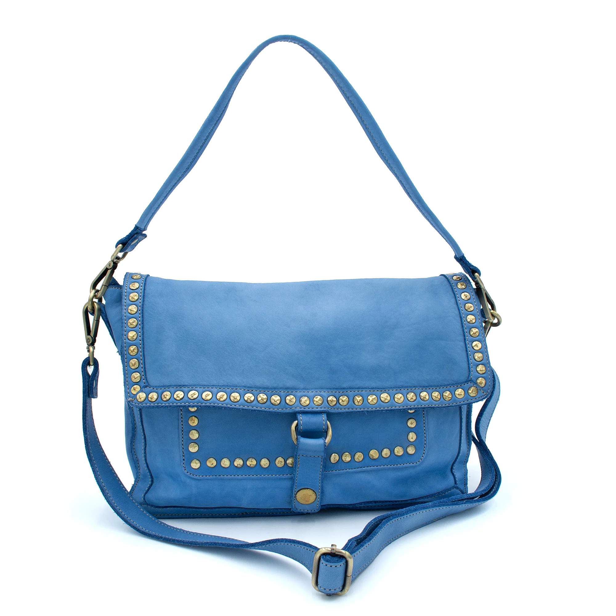Emily Studded Shoulder Bag in Ocean | Bolsa Nova Handbags