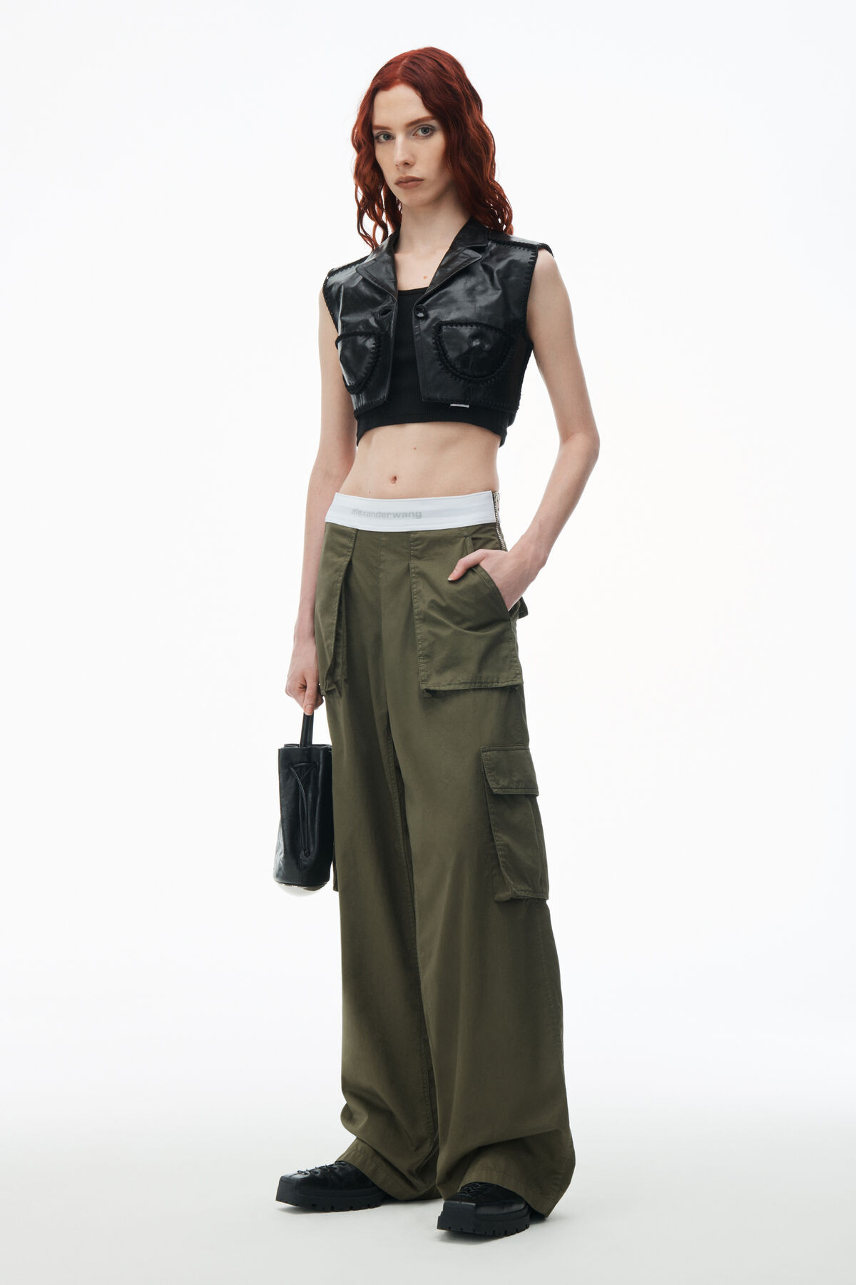 mid-rise cargo rave pants in cotton twill | Alexander Wang