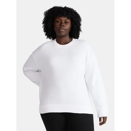 Time and Tru Women s and Women s Plus Crewneck Sweatshirt with Long Sleeves Sizes XS-4X | Walmart (US)