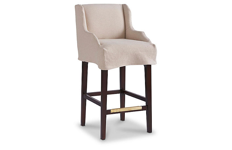 Ansley Swivel Slipcover Counter Stool, Sand | One Kings Lane
