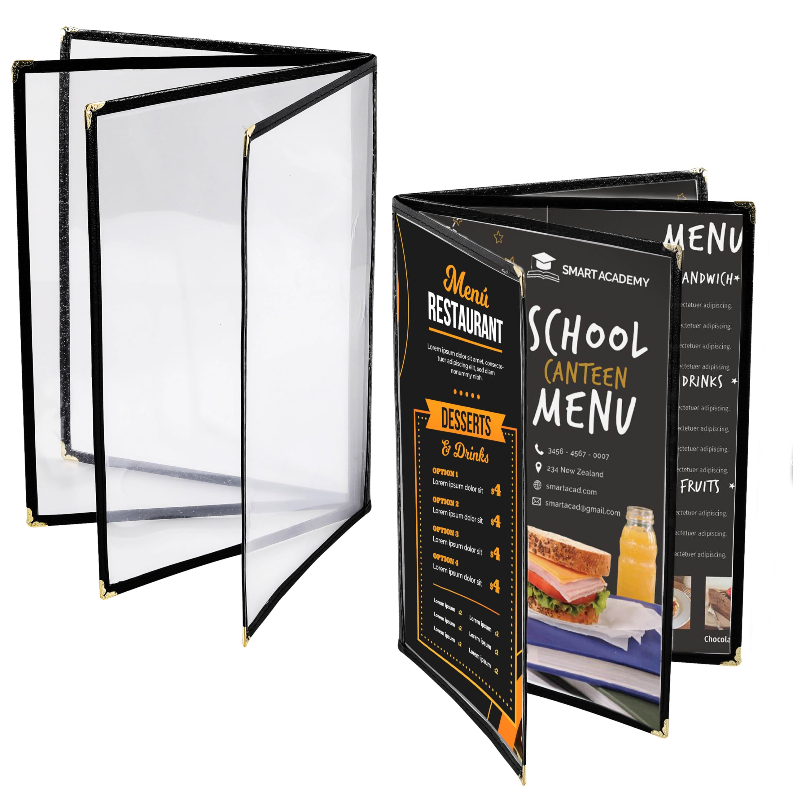 Menu Covers 8.5 x 11 Inch Restaurant Menu-Holder - 2PCS 4 Page 8 View Transparent Menu Sleeve,Fit... | Amazon (US)