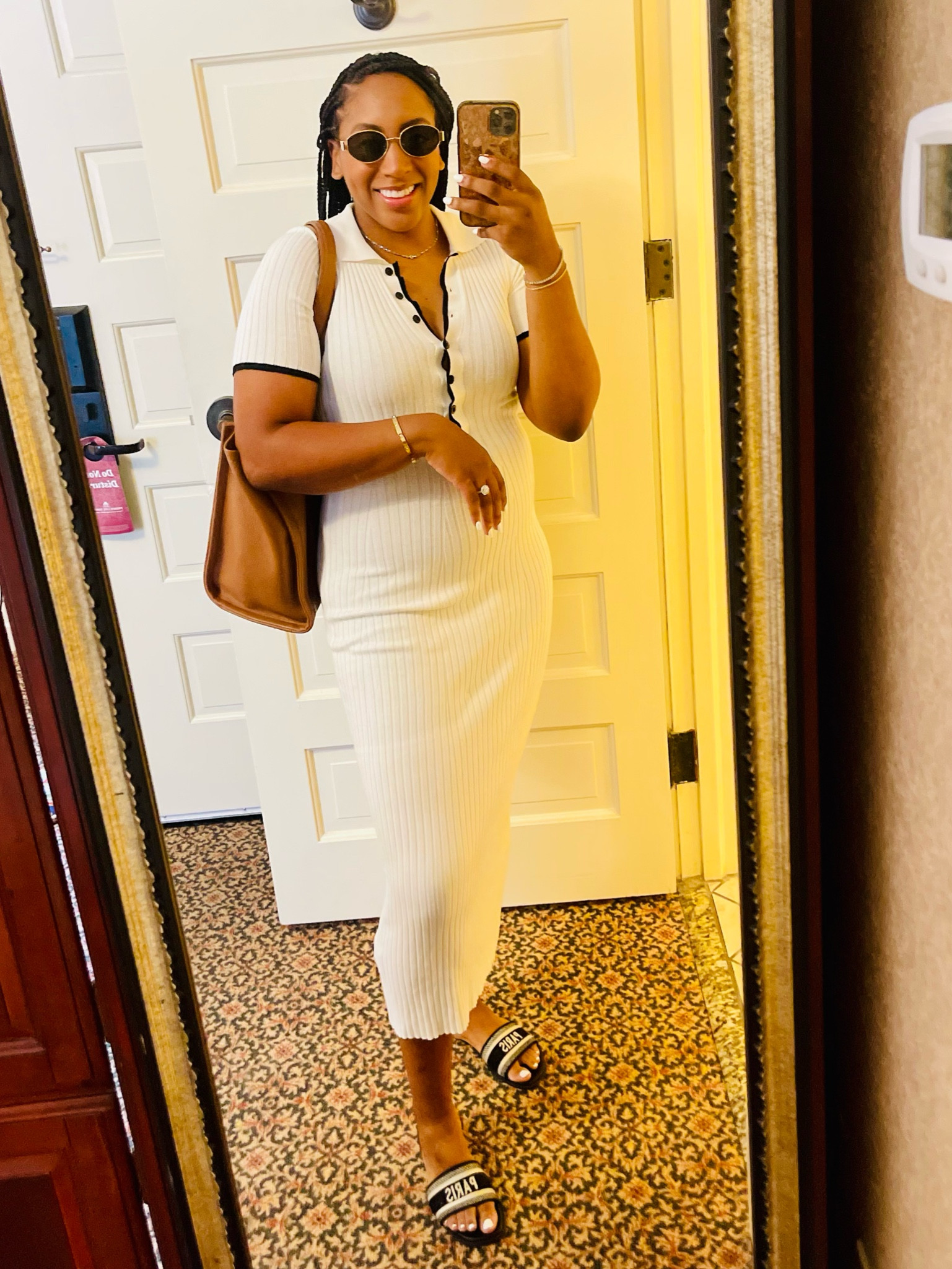 Found the perfect white long length V-neck dress with the button collar detail. Perfect dress for work, date, brunch! I love that you can dress it up or down! Details linked! 

#whitedress
#summerdress 

#LTKShoeCrush #LTKWorkwear #LTKFindsUnder50