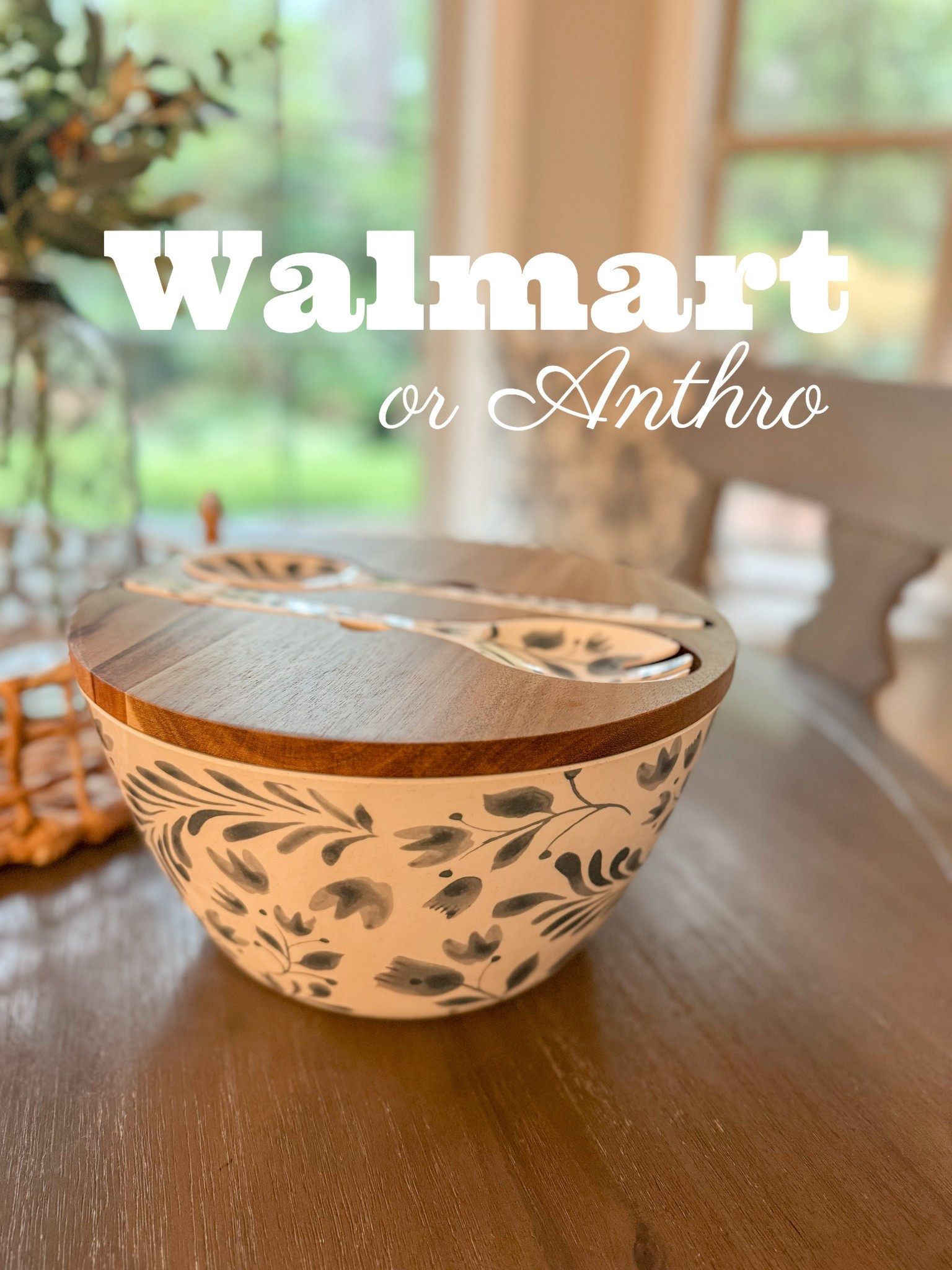 Anthro taste on a Walmart budget. This salad bowl with lid and built in utensils is actually a NEED. So convenient for storing salad throughout the week. Ready to serve after a busy work day. Easy to travel with to a party. AND ITS PRETTY. 🥗

#LTKParties #LTKHome #LTKFindsUnder50